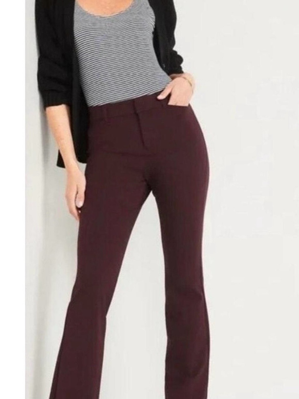 Old Navy Women’s High-Rise Pixie Flare Pants in Burgundy